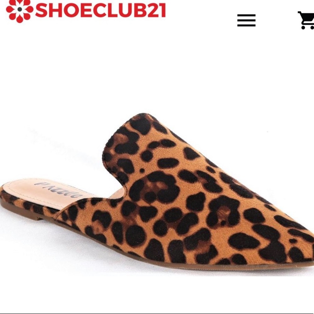 Pointed Toe Kitten Heel Mules Flats Slides Leopard
